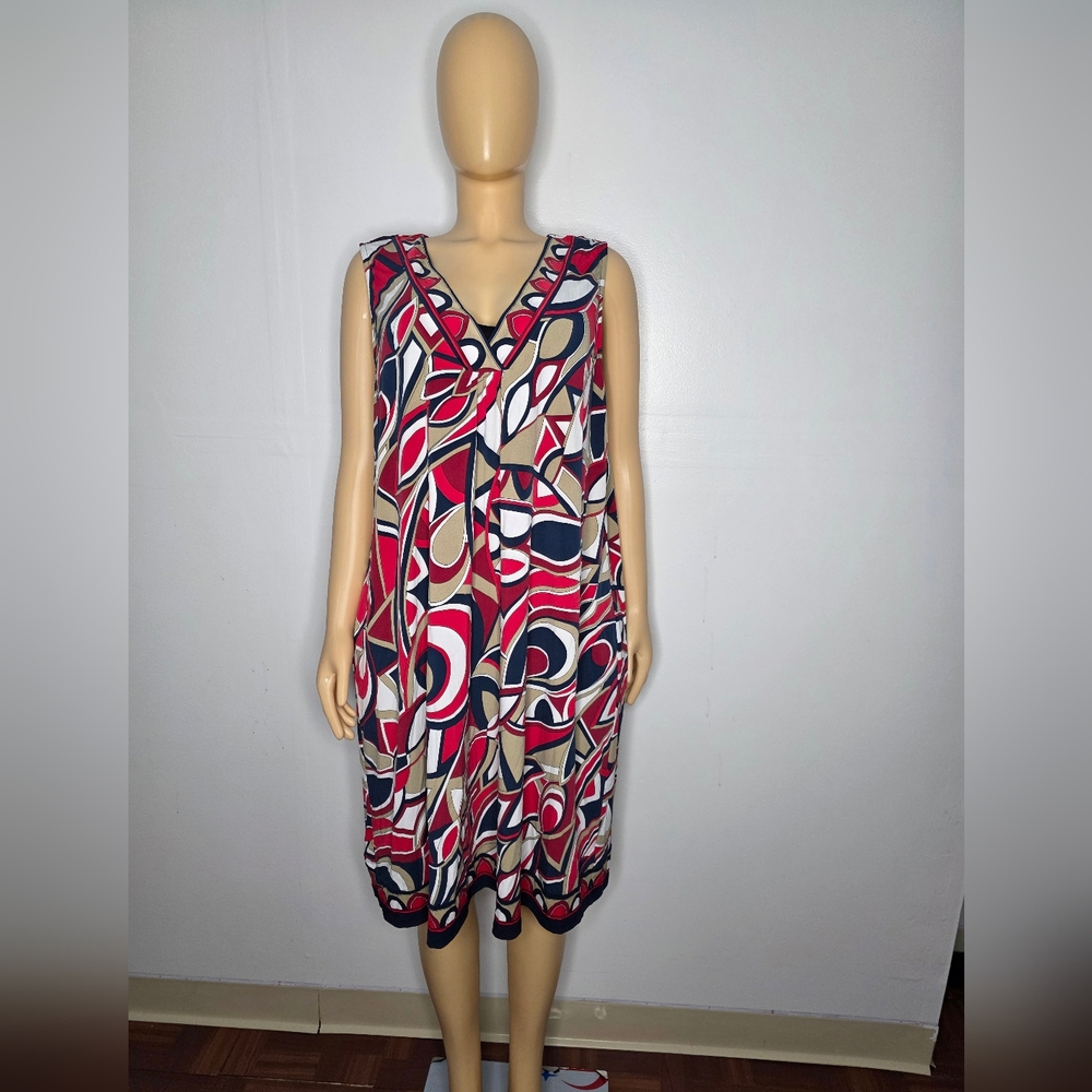 Michael Kors Women's Red Beige,Blue And White Dress Size 3X